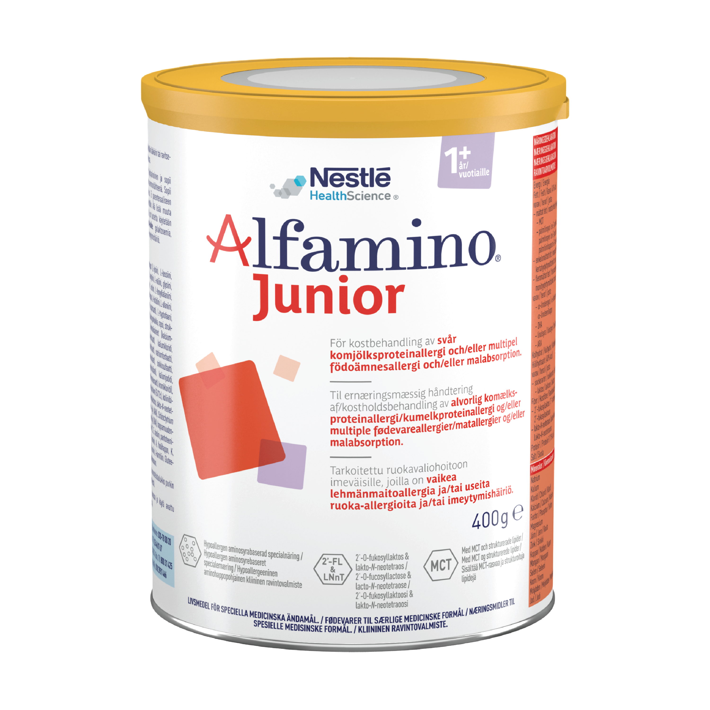 Alfamino Junior Spesialnæring ved alvorlig matallergi pulver, Nøytral, 400 g