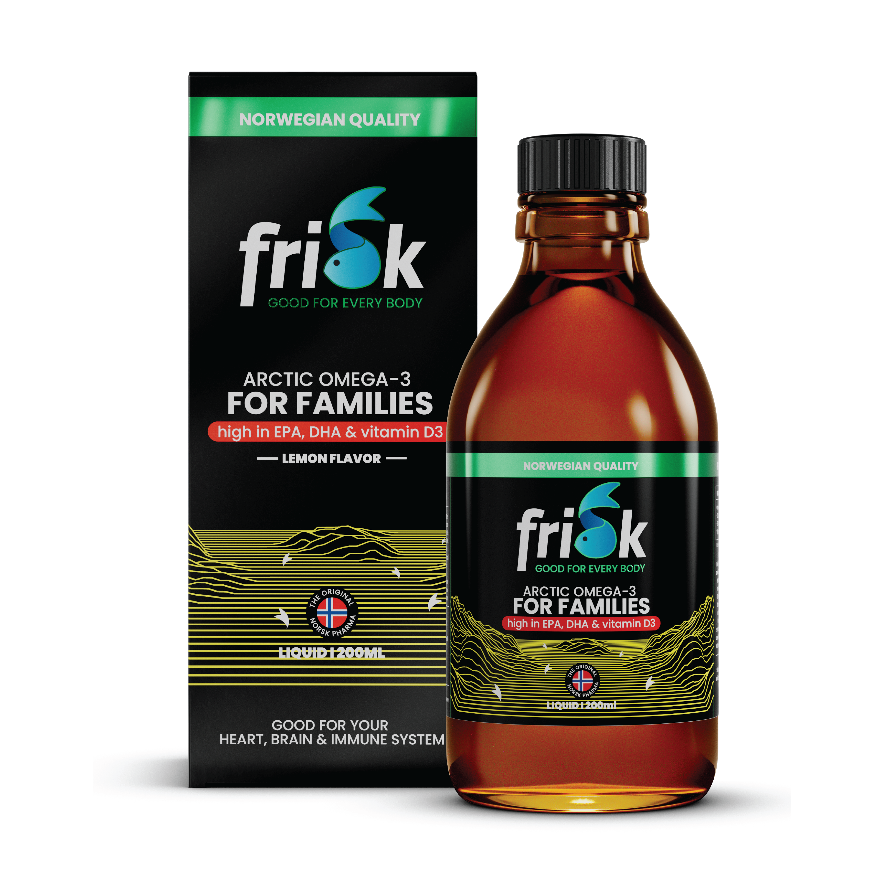 Frisk Arctic Flytende Omega-3 Familie, Sitronsmak, 200 ml