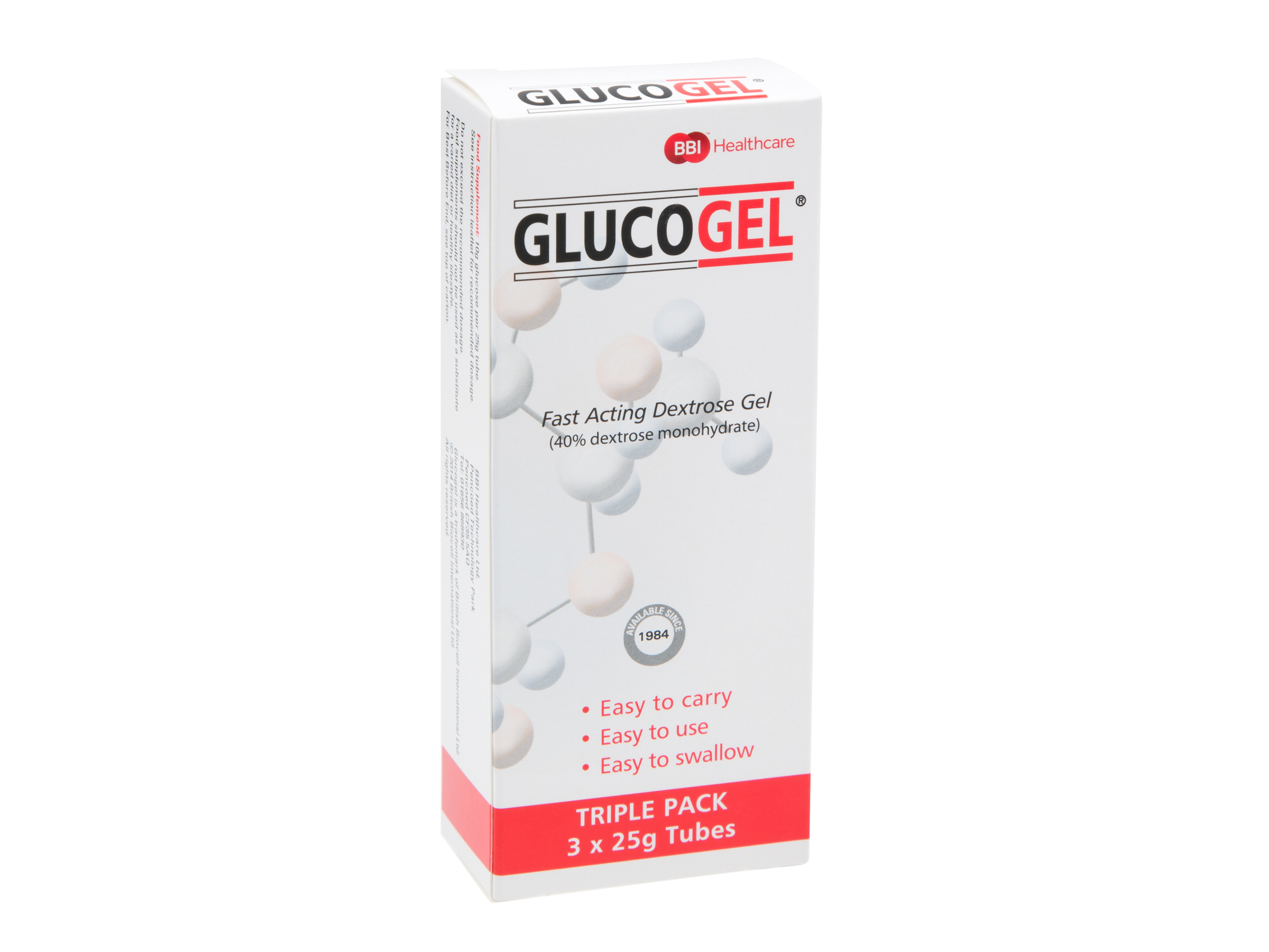 Glucogel Hurtigvirkende dextrosegel, 3 x 25 gram