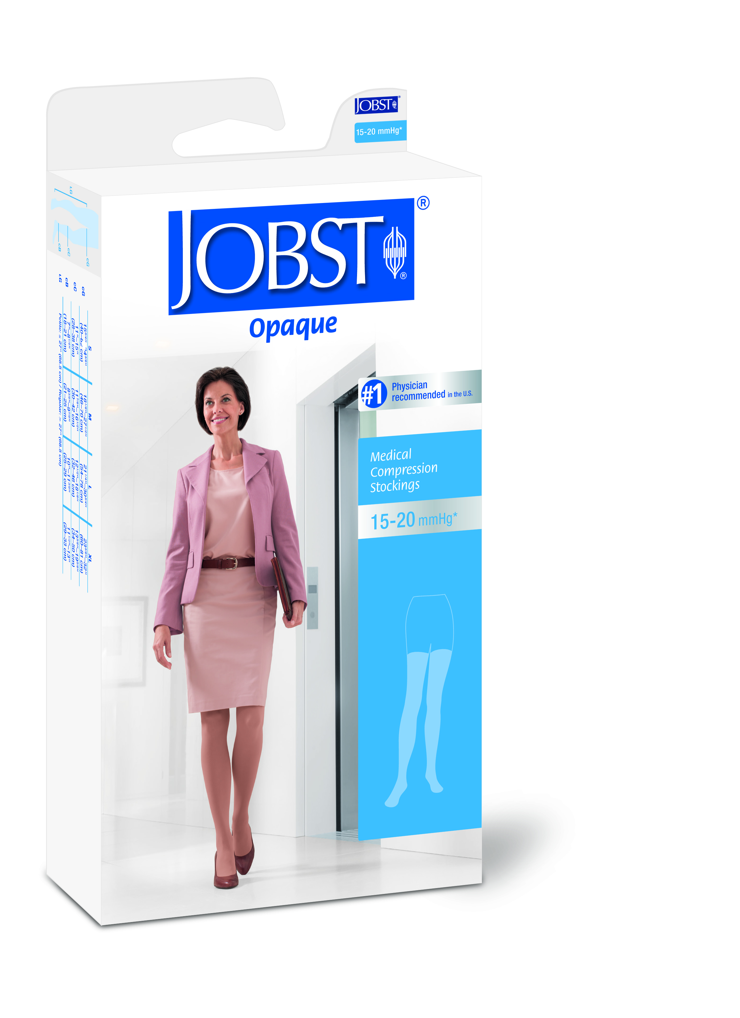 JOBST Opaque lårstrømpe, Klasse 1, x-large, natural, 1 par