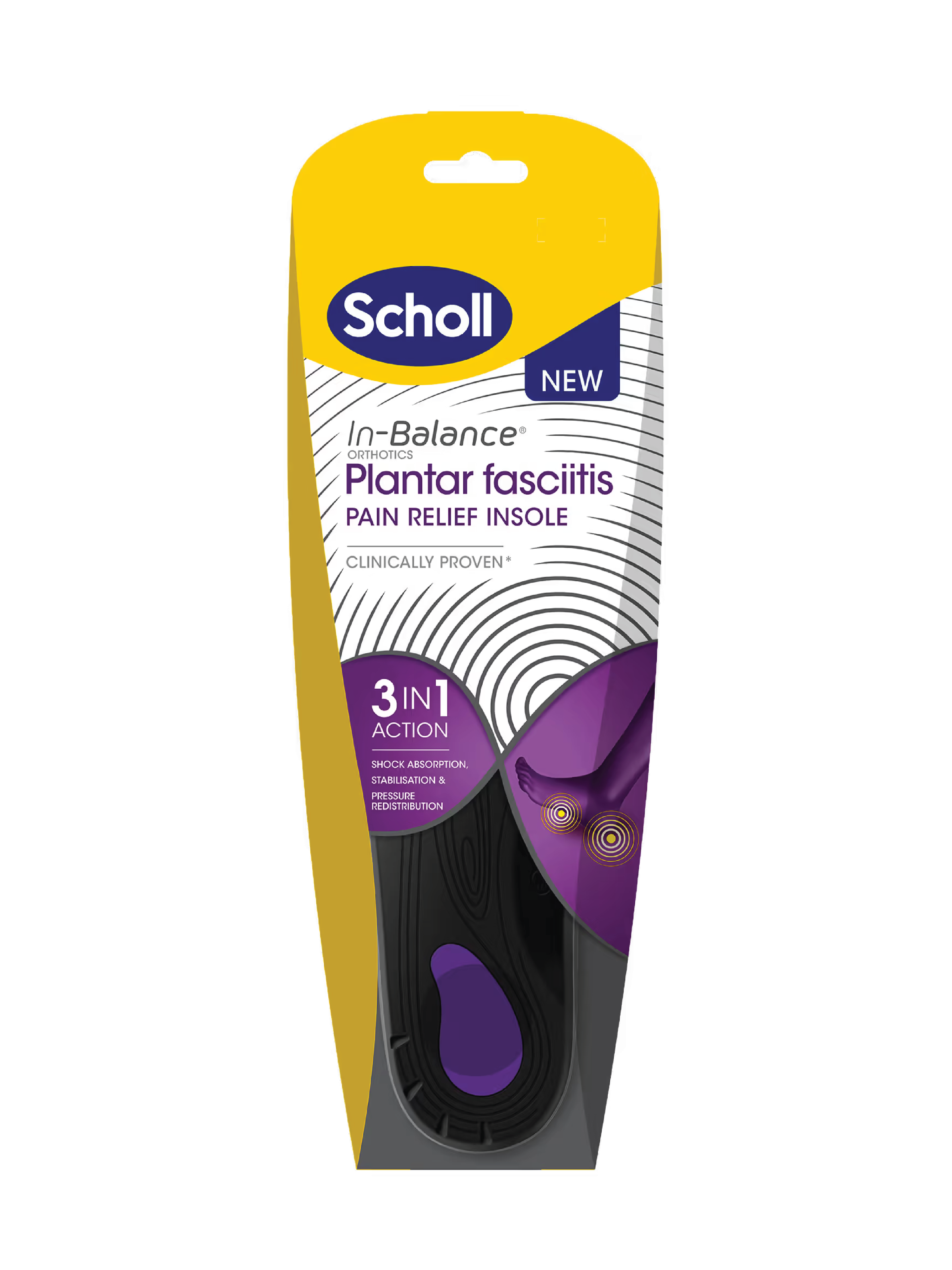 Scholl In-Balance Innleggssåle Plantar Fascitt, Str. M (40-42), 1 par