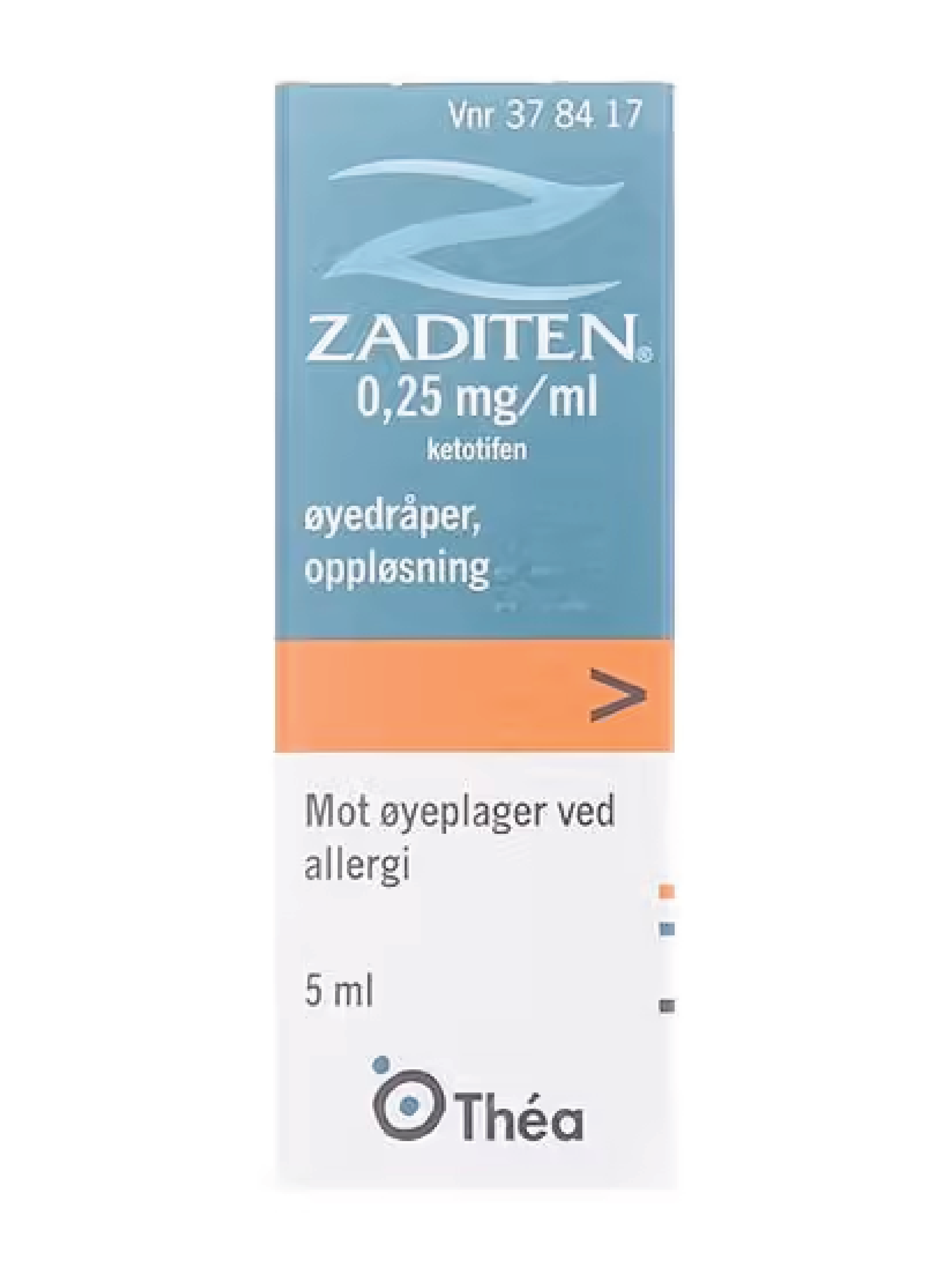 Zaditen Øyedråper 0,25mg/ml, 5 ml.